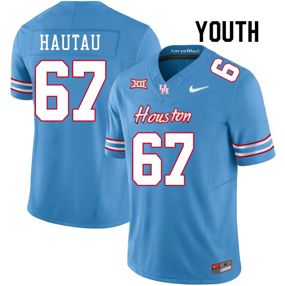 Youth #67 Hingano Hautau Houston Cougars College Football Jerseys Stitched-Oilers